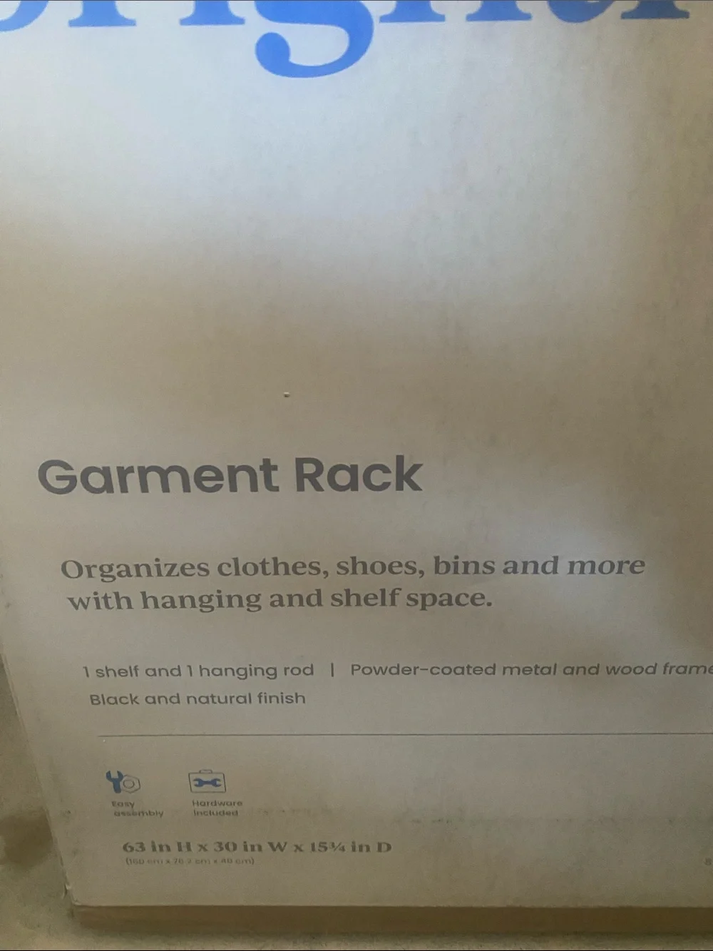 NIB Brightroom Black Garment Rack with Lower Shelf.